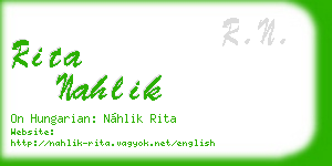 rita nahlik business card